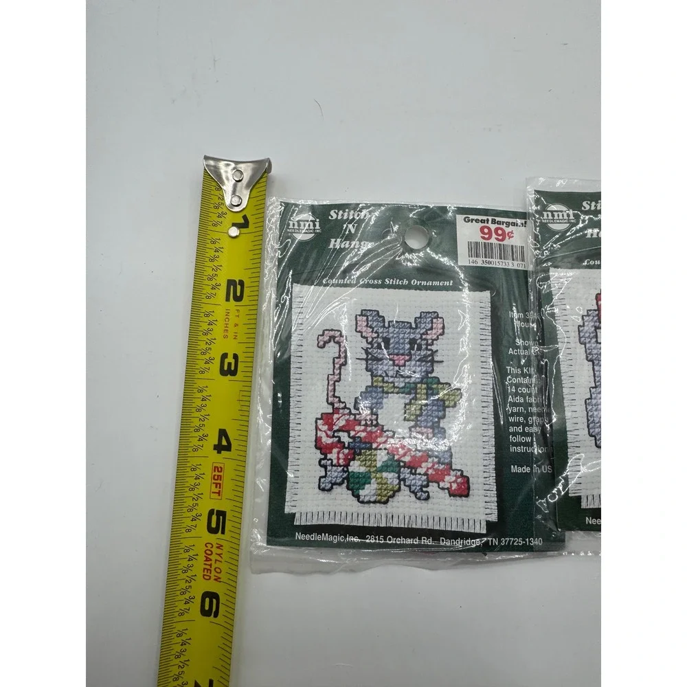 NeedleMagic Stitch N Hang Cross Stitch Ornament Kit 2pk Mouse Kitty 3345 3343